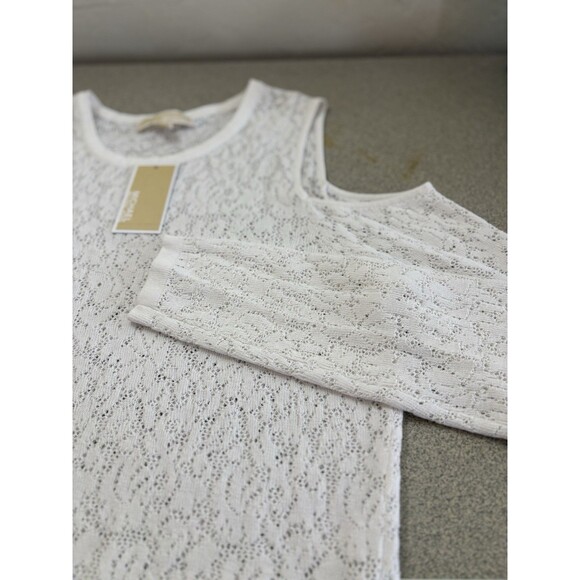 Michael Kors NWTWomen Large White Beach Cover Up Dress Eyelet Lace Open Shoulder - Picture 1 of 13